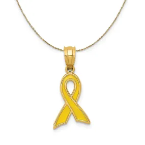 14k Yellow Gold & Yellow Enameled Awareness (10mm) Necklace