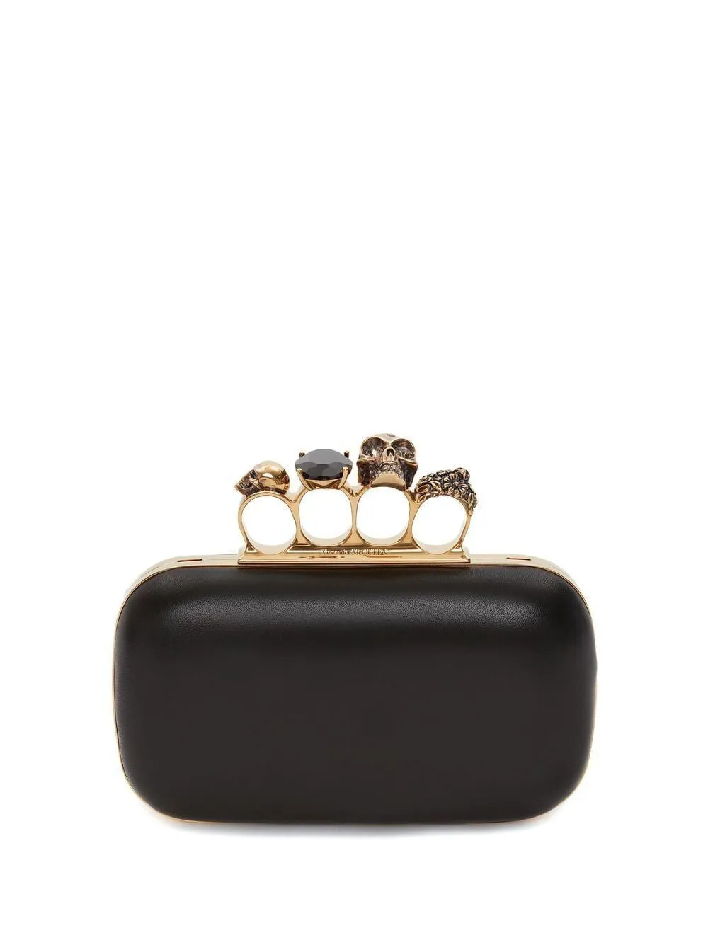 ALEXANDER MCQUEEN Mini Four Ring Leather Skull Clutch