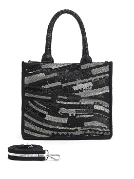 Black Luxe Embellished Tote