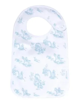 Blue Teddy Bear Toile Feeding Bib