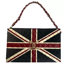 Chanel Vintage 2008 Union Jack Leather & Suede Clutch/Shoulder Bag