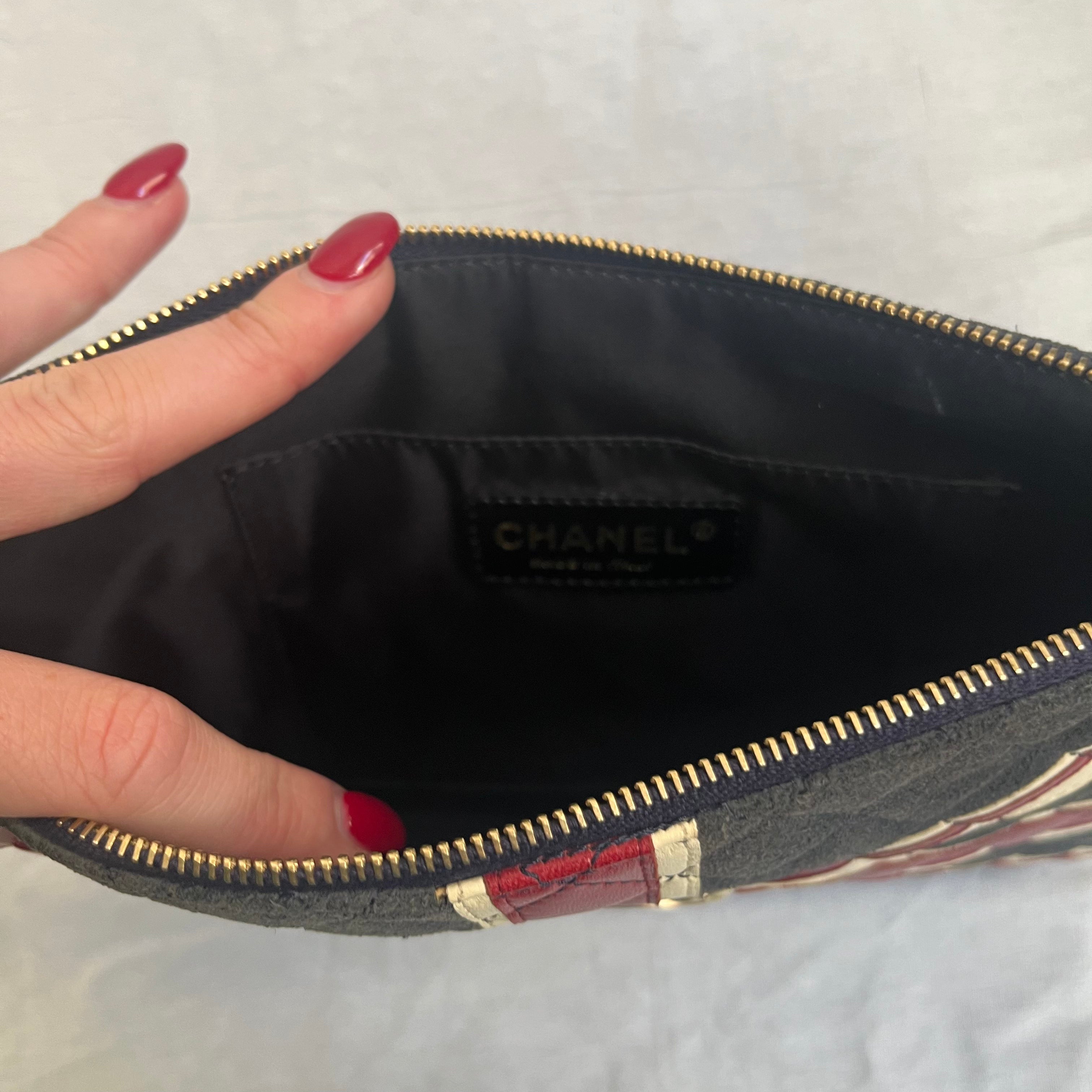 Chanel Vintage 2008 Union Jack Leather & Suede Clutch/Shoulder Bag