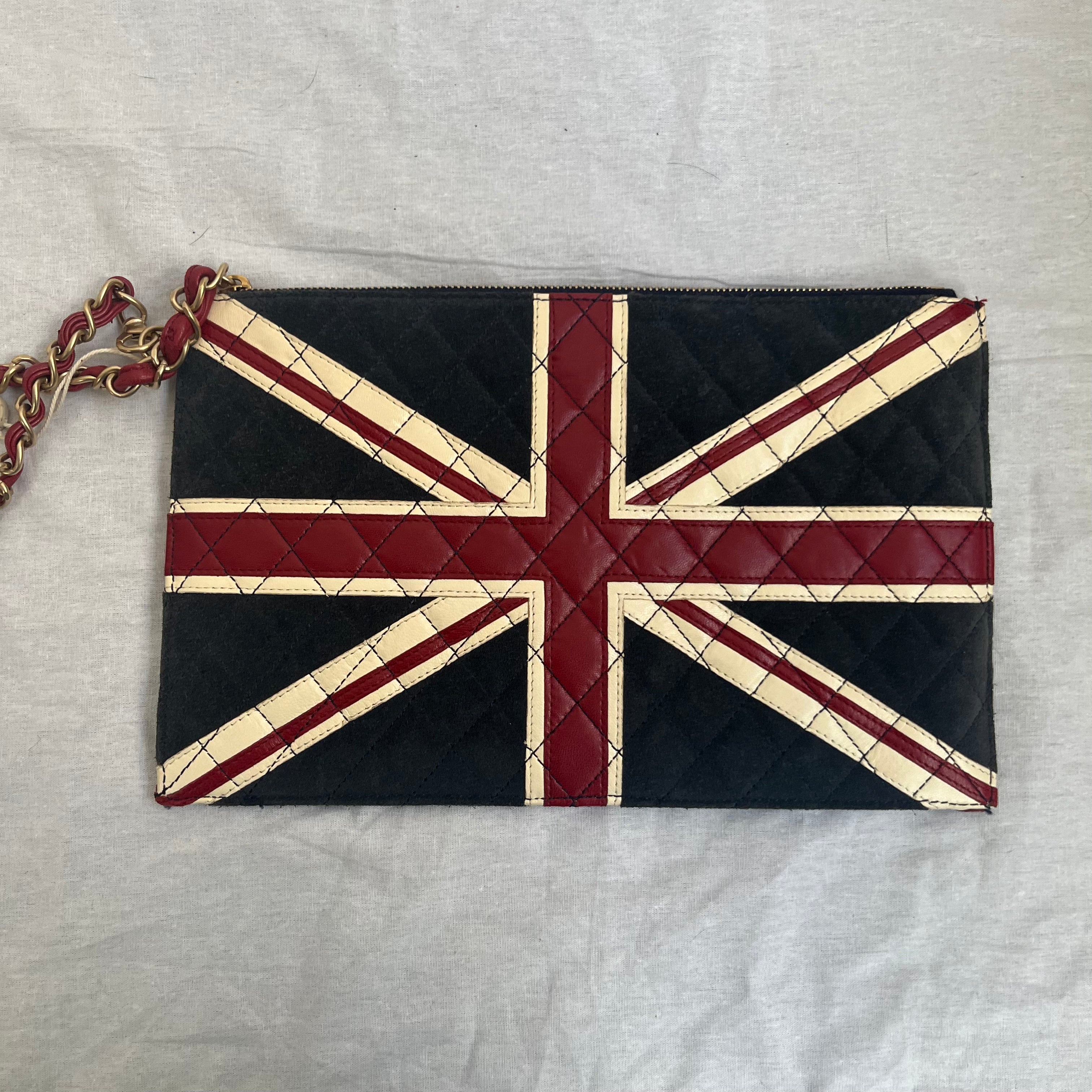 Chanel Vintage 2008 Union Jack Leather & Suede Clutch/Shoulder Bag