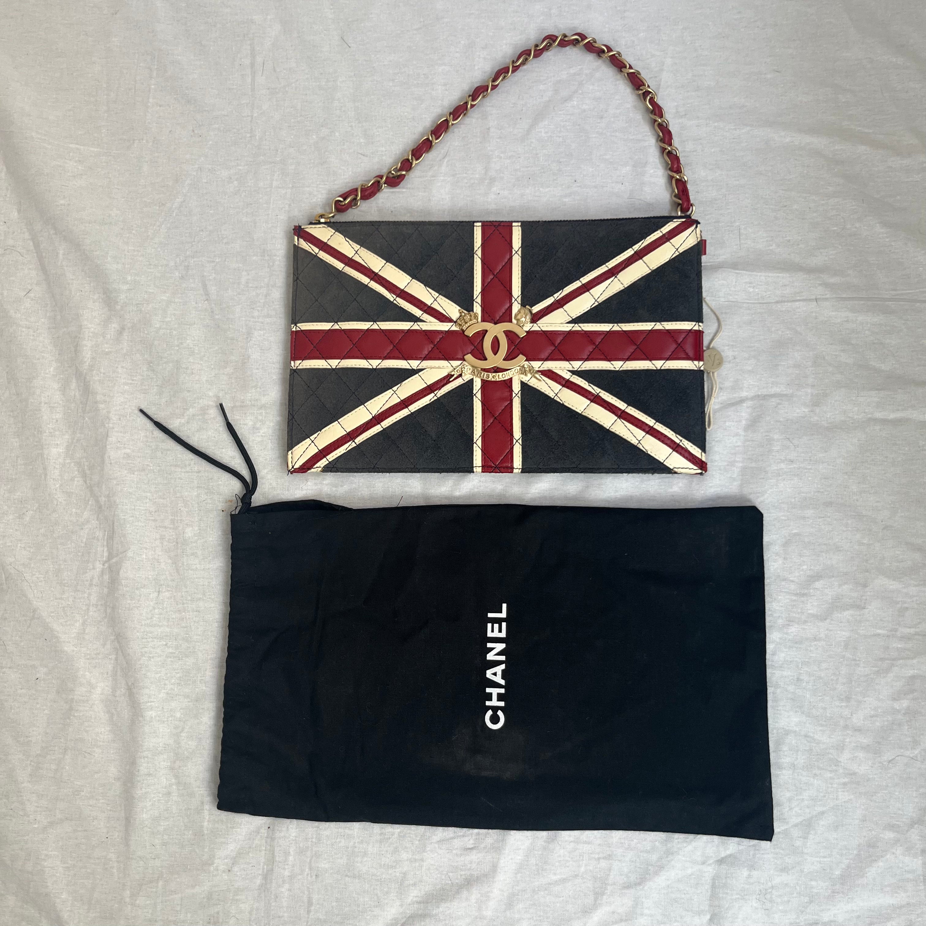 Chanel Vintage 2008 Union Jack Leather & Suede Clutch/Shoulder Bag