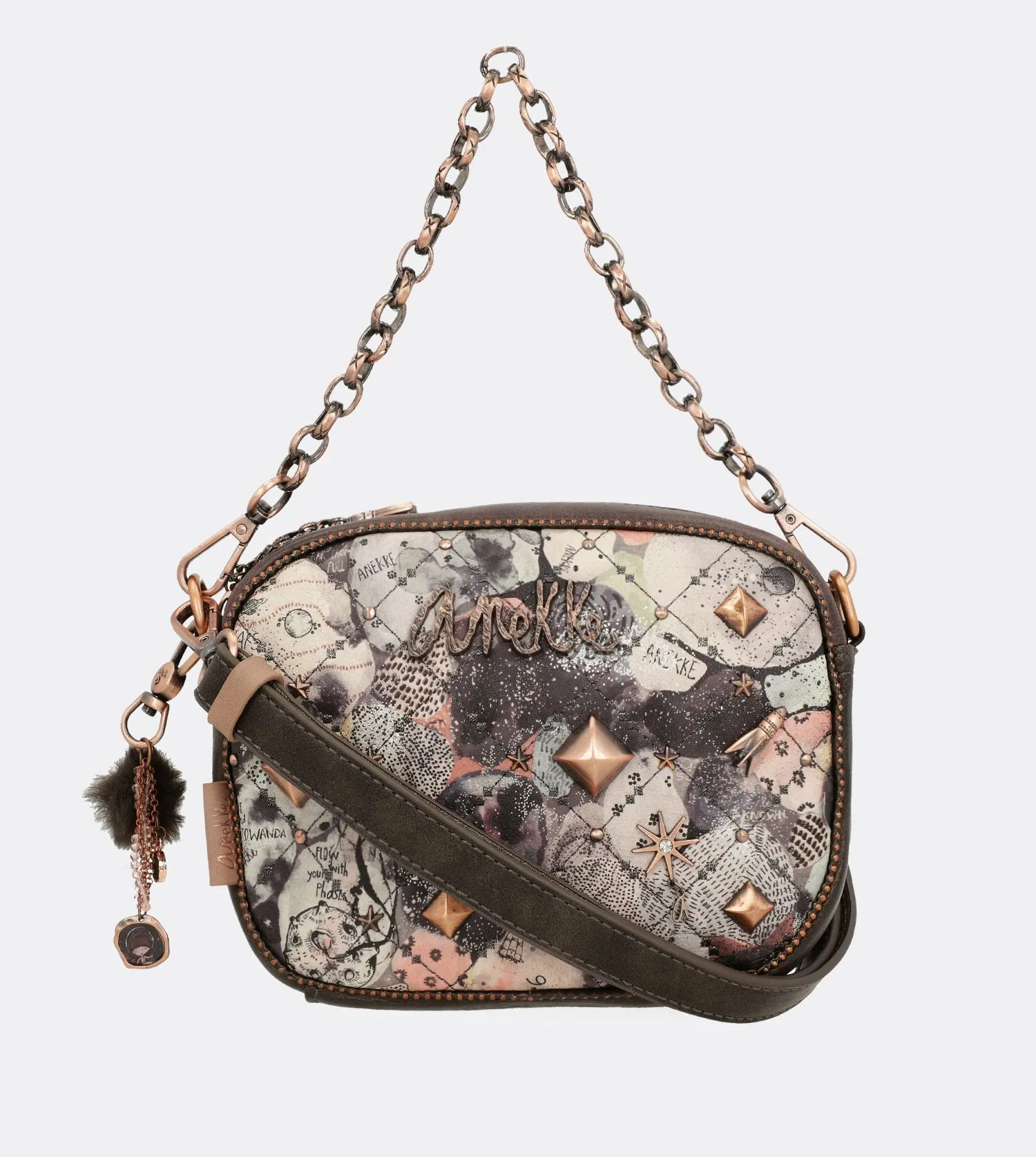 Delightful oval shaped universe crossbody bag