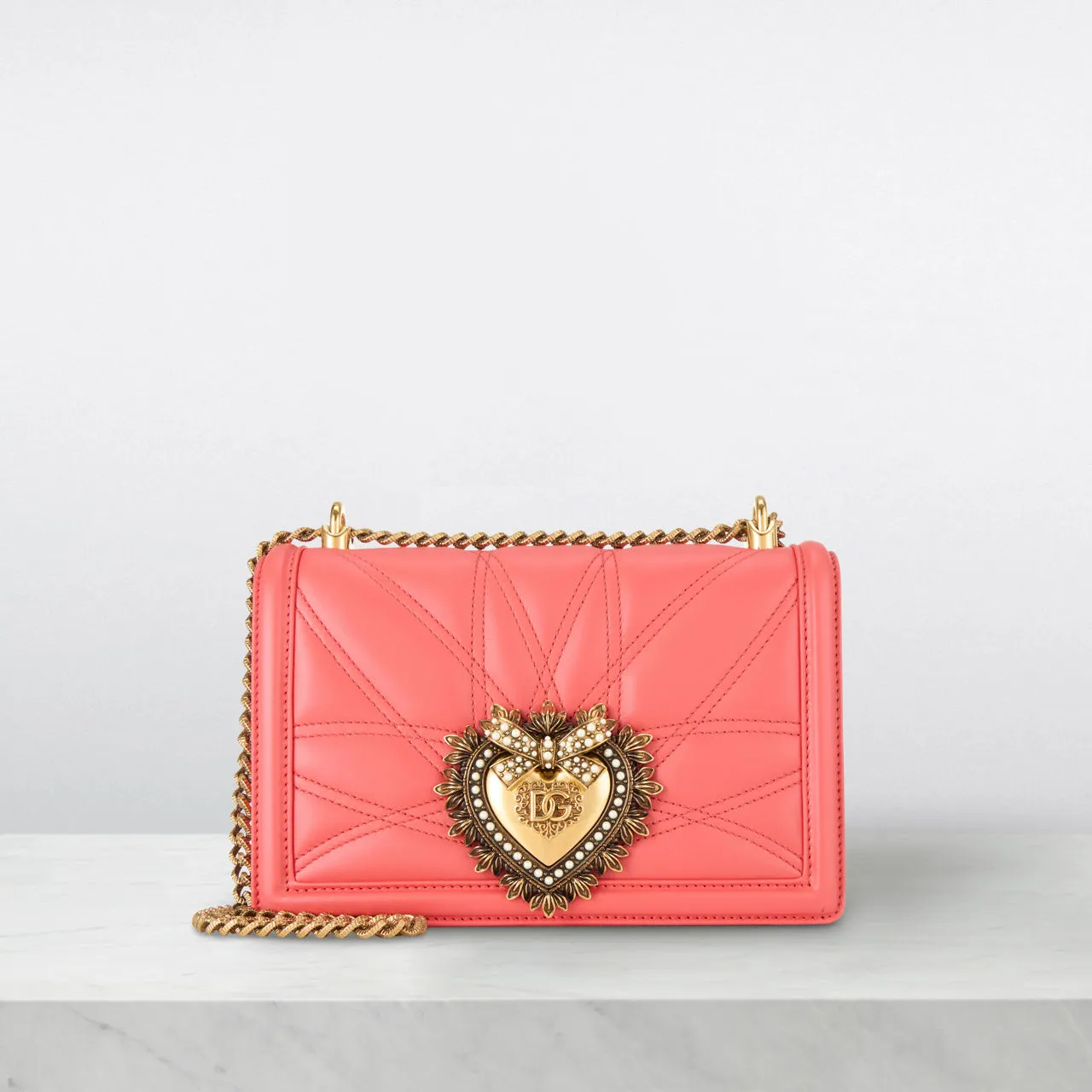 DOLCE & GABBANA Devotion Crossbody Bag - Coral