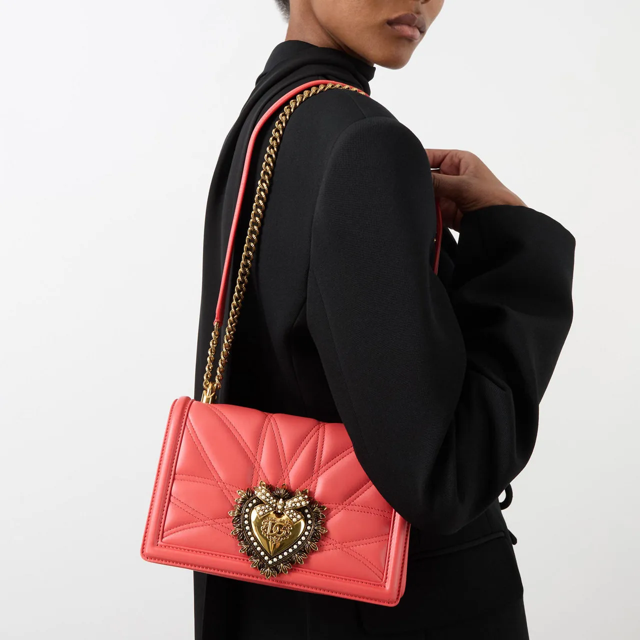 DOLCE & GABBANA Devotion Crossbody Bag - Coral