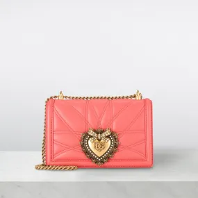 DOLCE & GABBANA Devotion Crossbody Bag - Coral