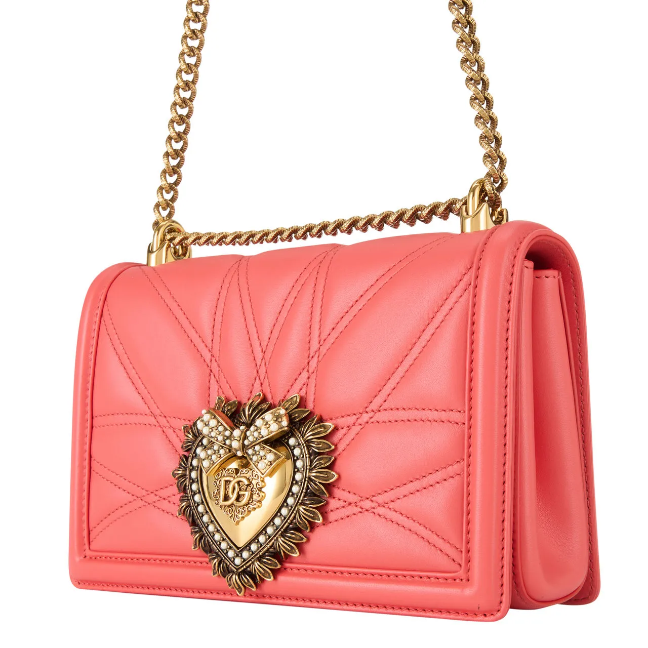 DOLCE & GABBANA Devotion Crossbody Bag - Coral