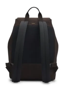 Drawstring backpack in nubuck with branded trims