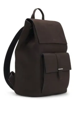 Drawstring backpack in nubuck with branded trims