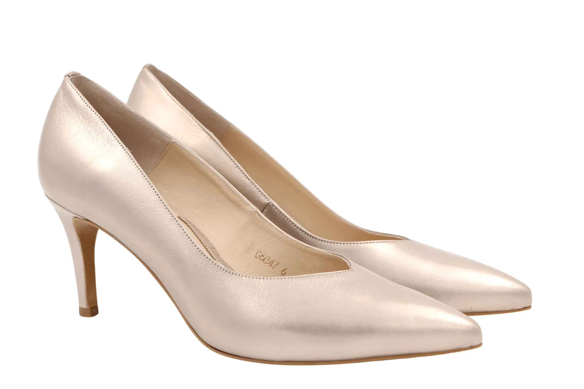 EMIS Pale Gold Leather V-Cut court shoe