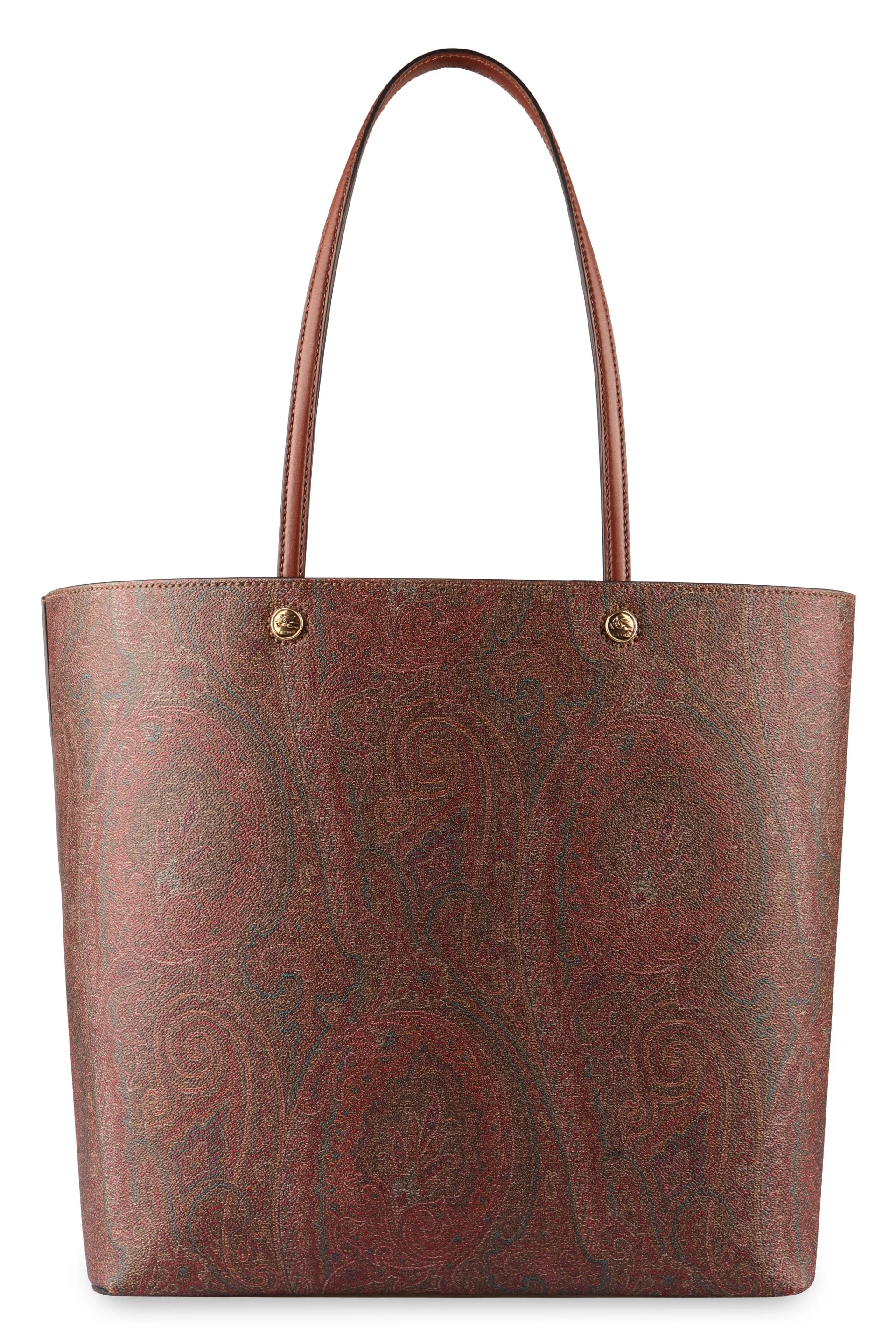 ETRO Paisley Jacquard and Leather Maxi Tote Bag with Removable Clutch - Brown, 36x35x19.5 cm