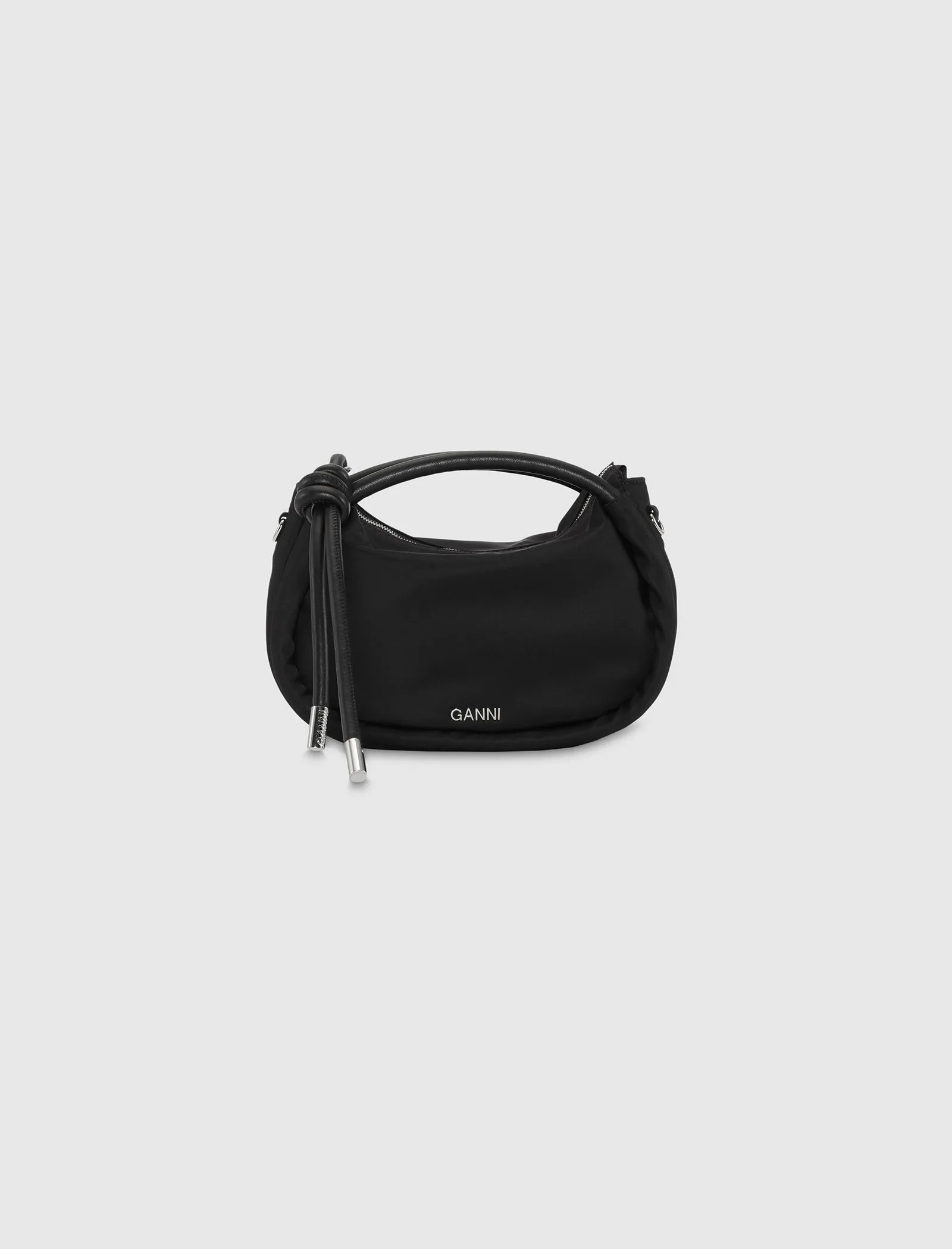 GANNI RECYCLED NYLON KNOT MINI BAG   BLACK