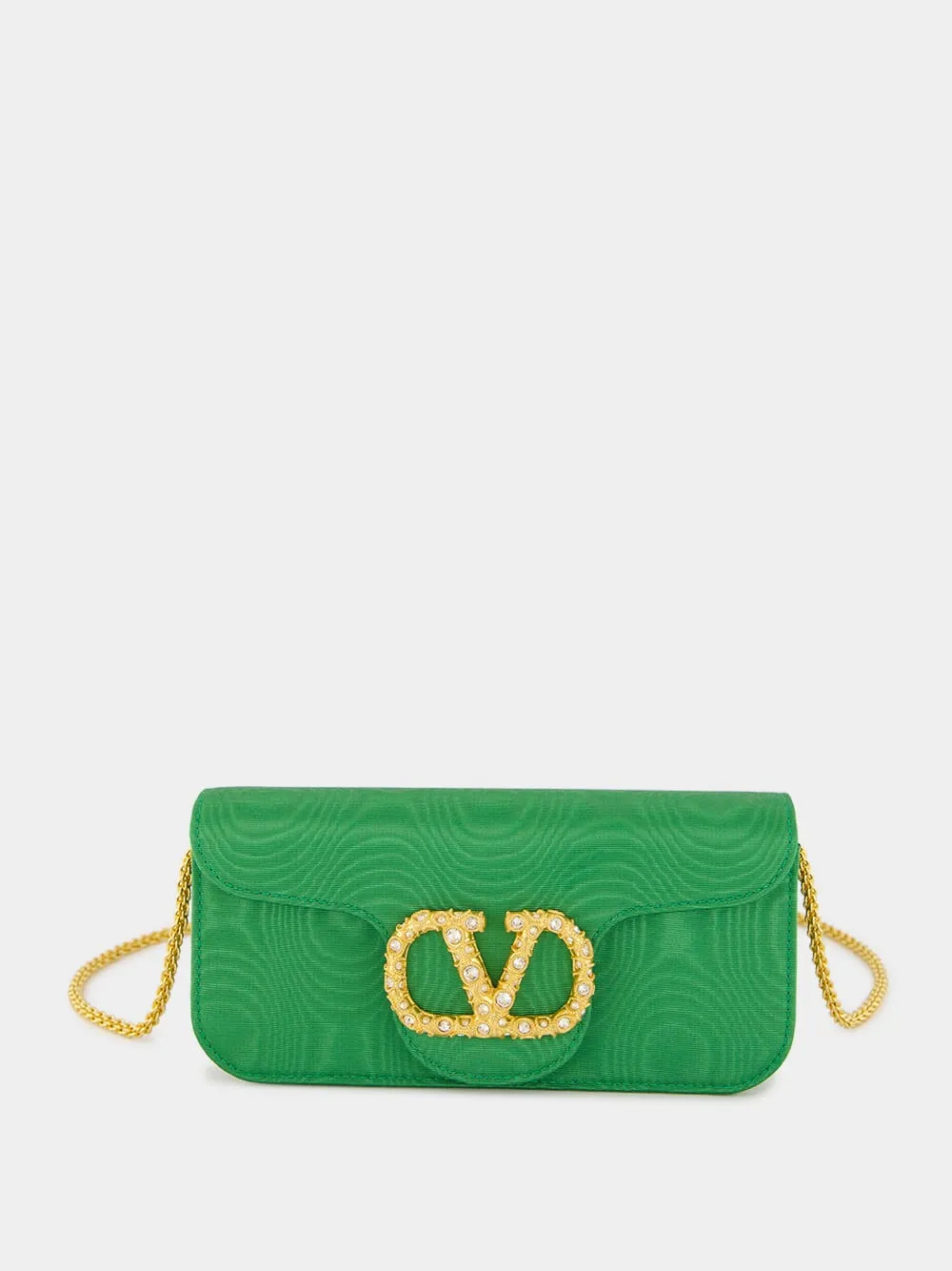 Green Loco Moiré Clutch with Jewel Logo