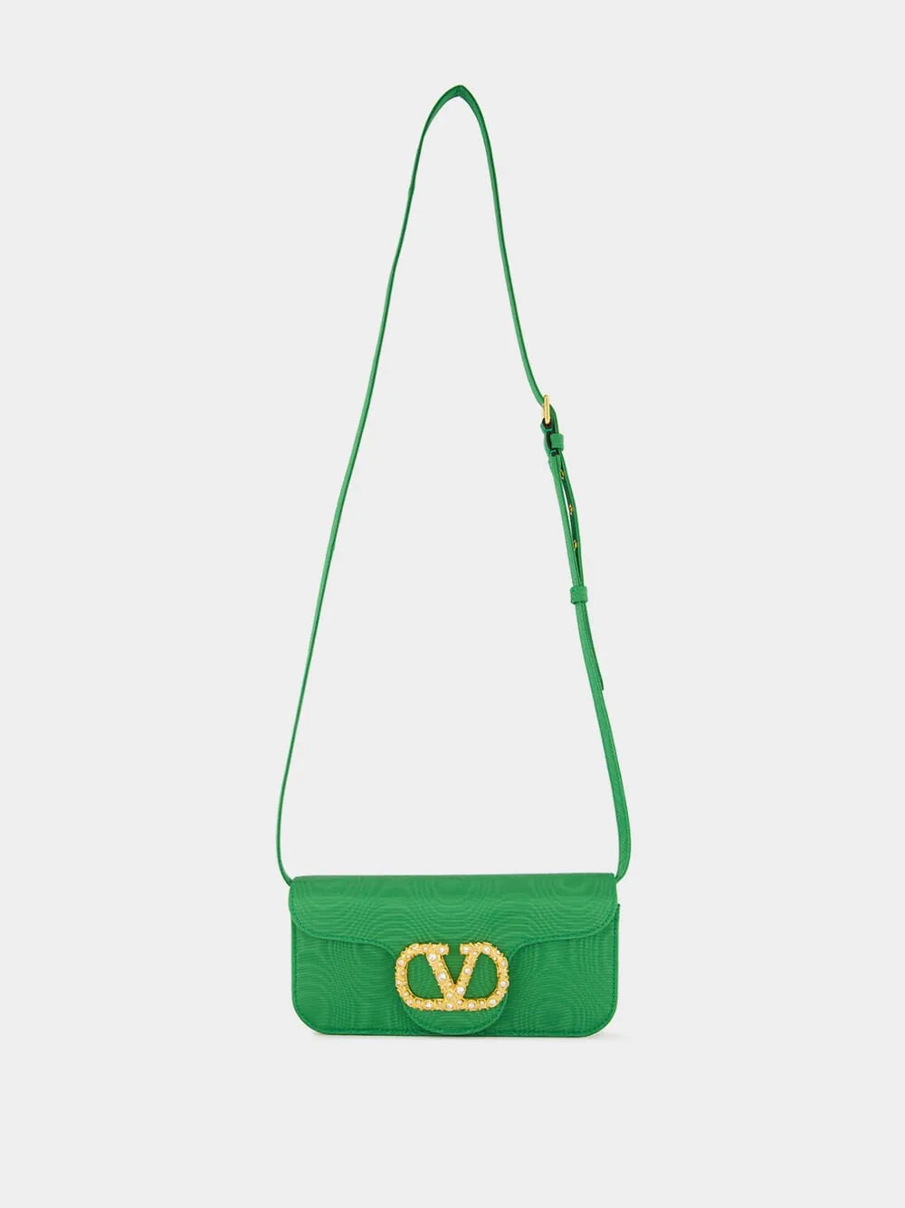 Green Loco Moiré Clutch with Jewel Logo