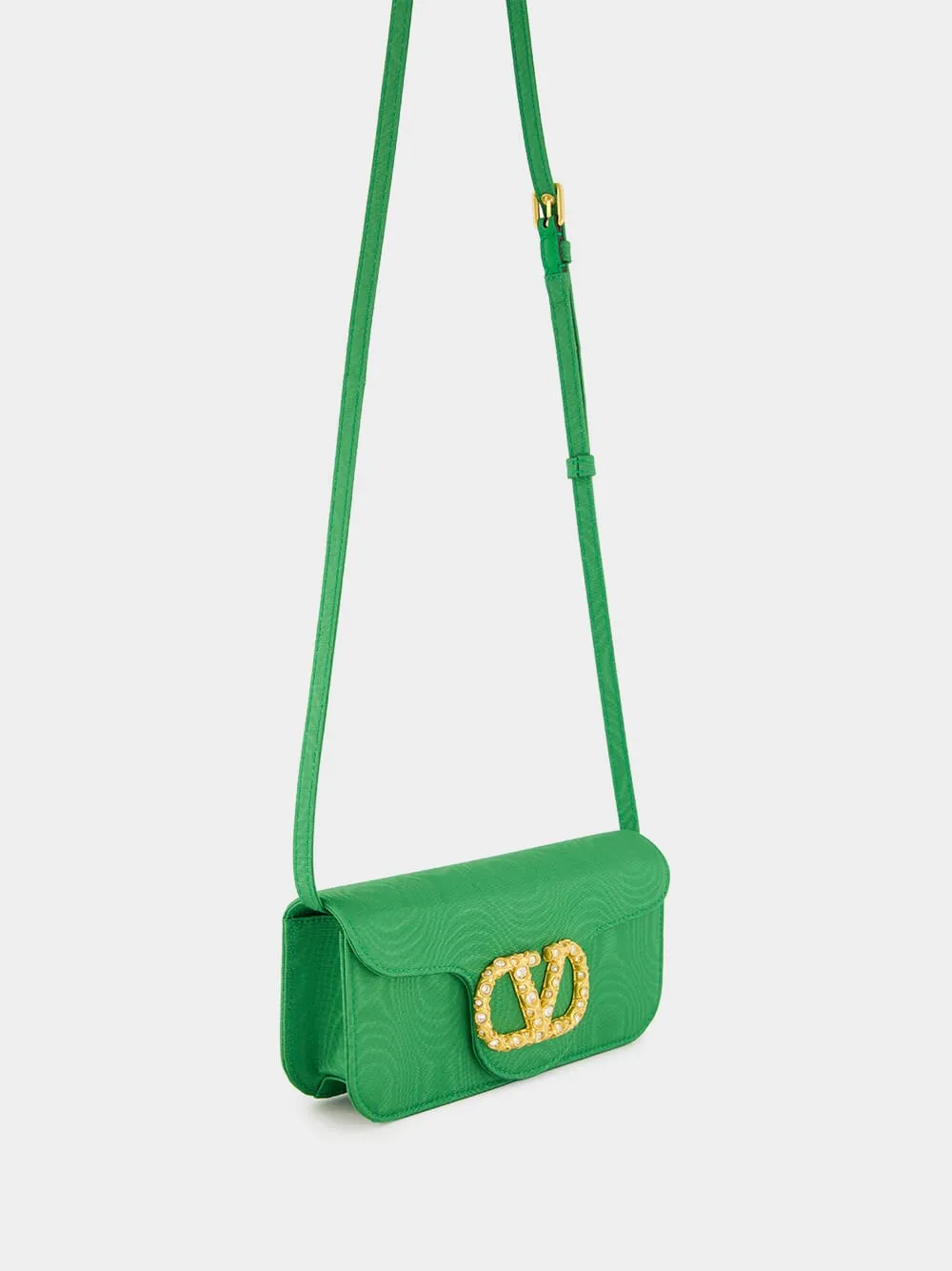 Green Loco Moiré Clutch with Jewel Logo