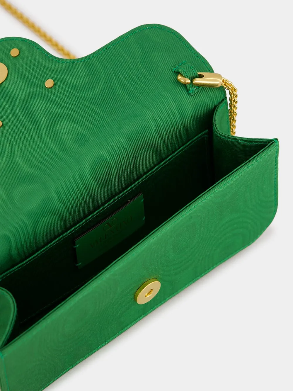 Green Loco Moiré Clutch with Jewel Logo