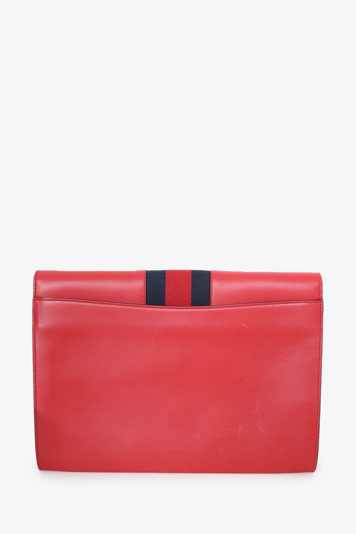 Gucci Red Leather Sylvie Clutch Gold-Hardware