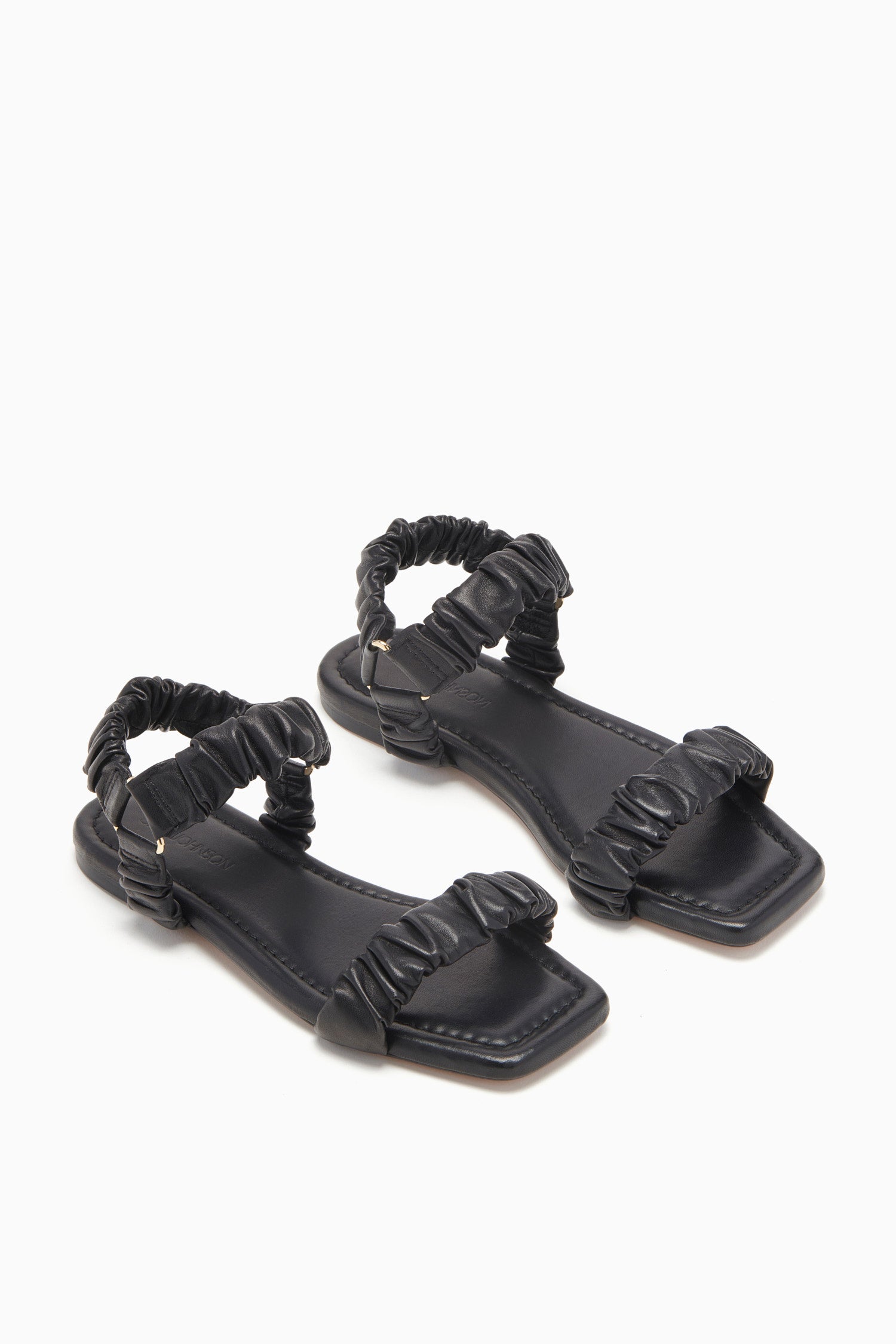 Isabella Ruched Flat Sandal - Noir