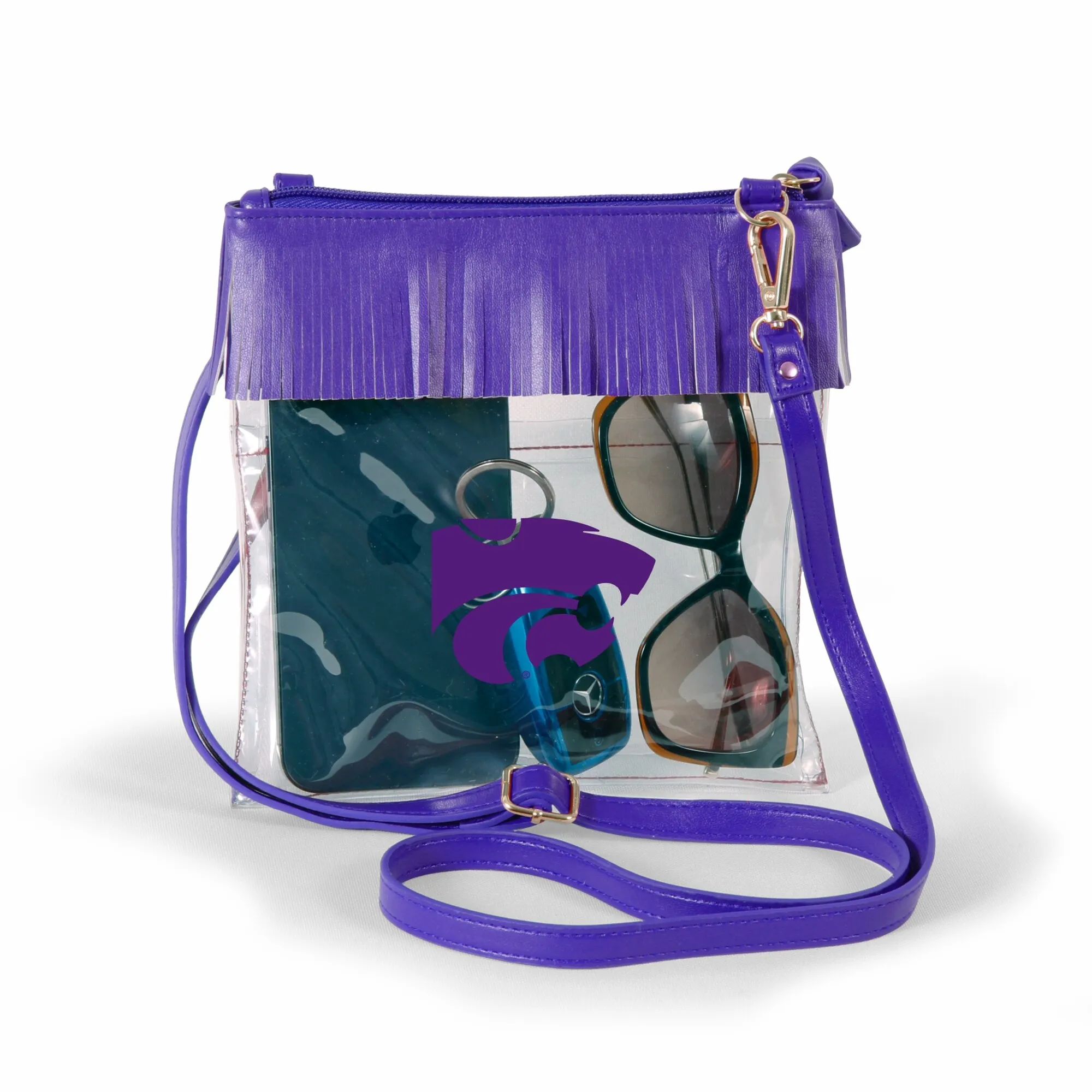 Kansas State Wildcats Women's Purple Judyann Clear Crossbody with Fringe