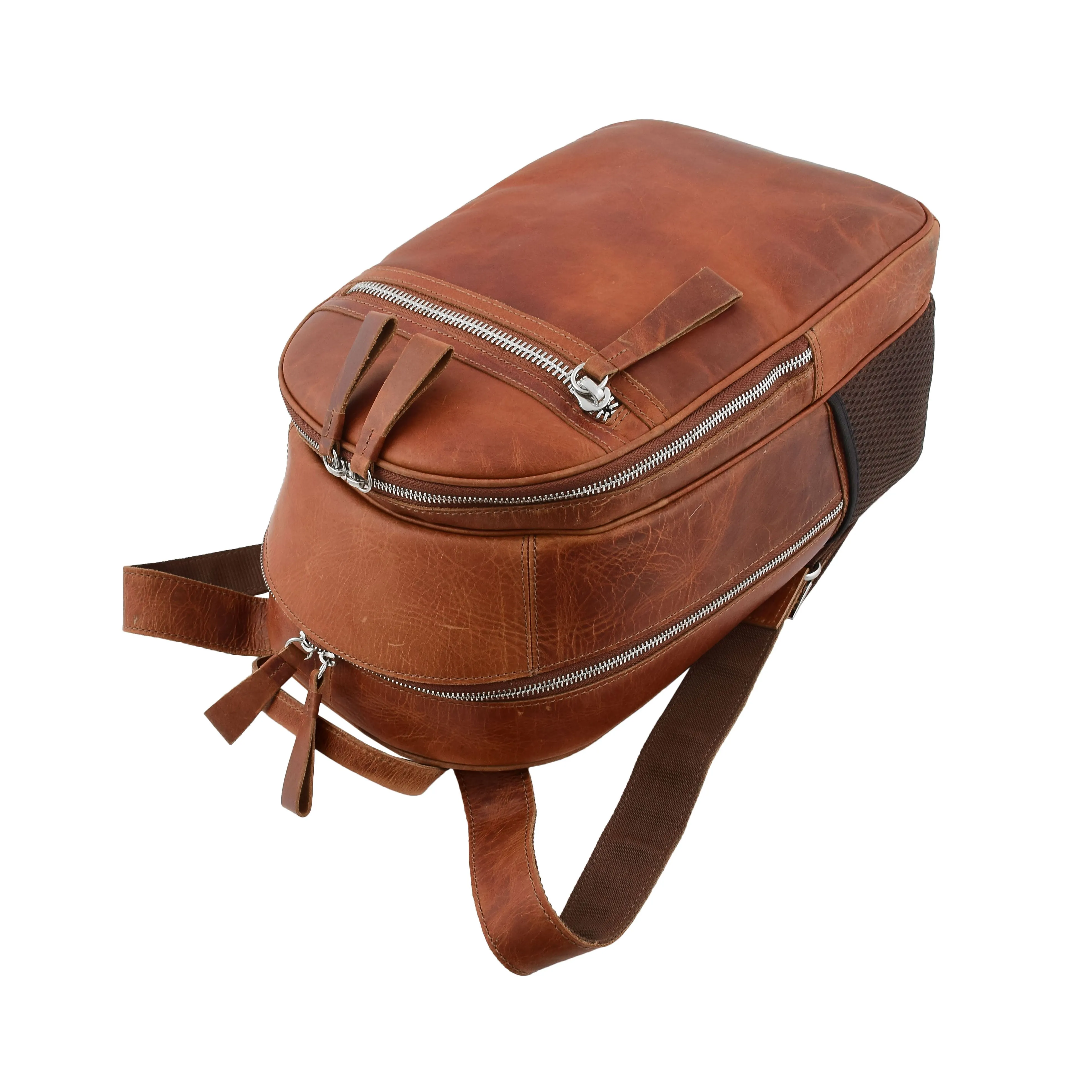 Large Classic Casual Leather Backpack Palermo Tan