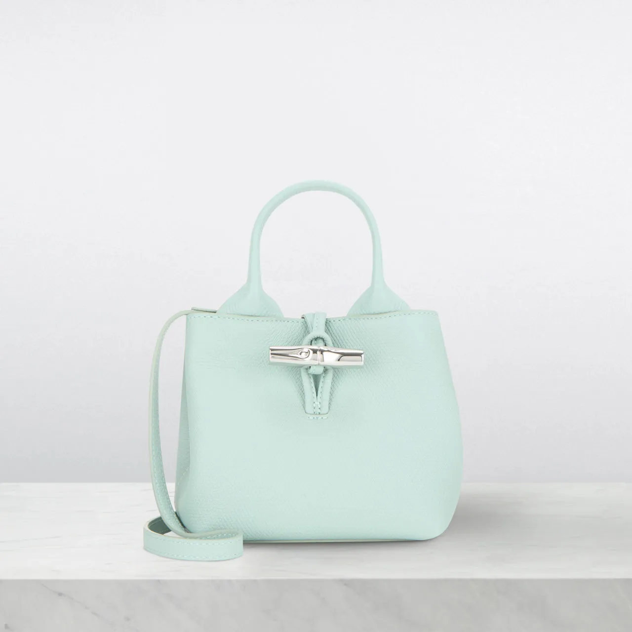 LONGCHAMP The Sustainable Edit Le Roseau Small Leather Crossbody Bag - Celadon