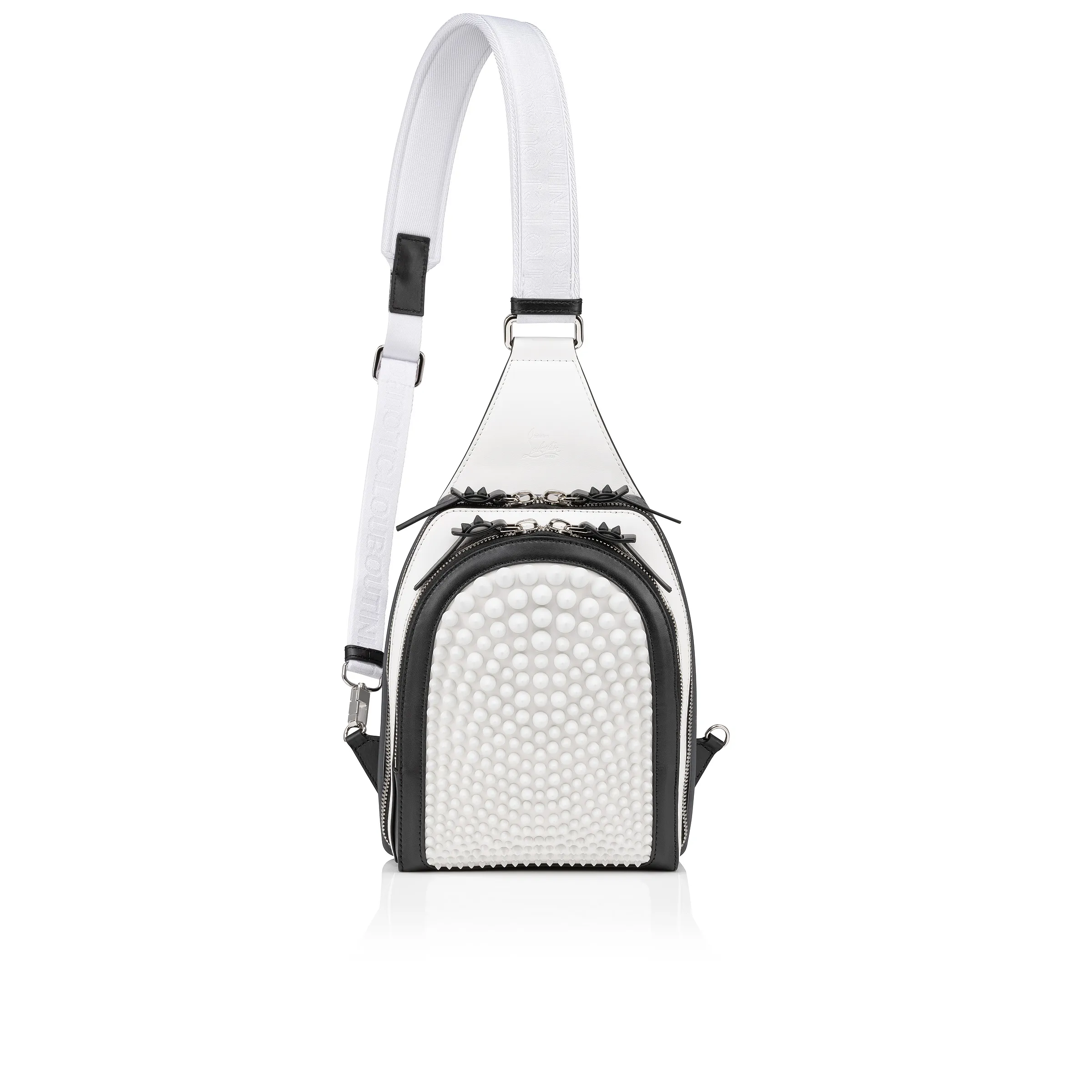 Loubifunk Backpack - Calf leather and spikes - White