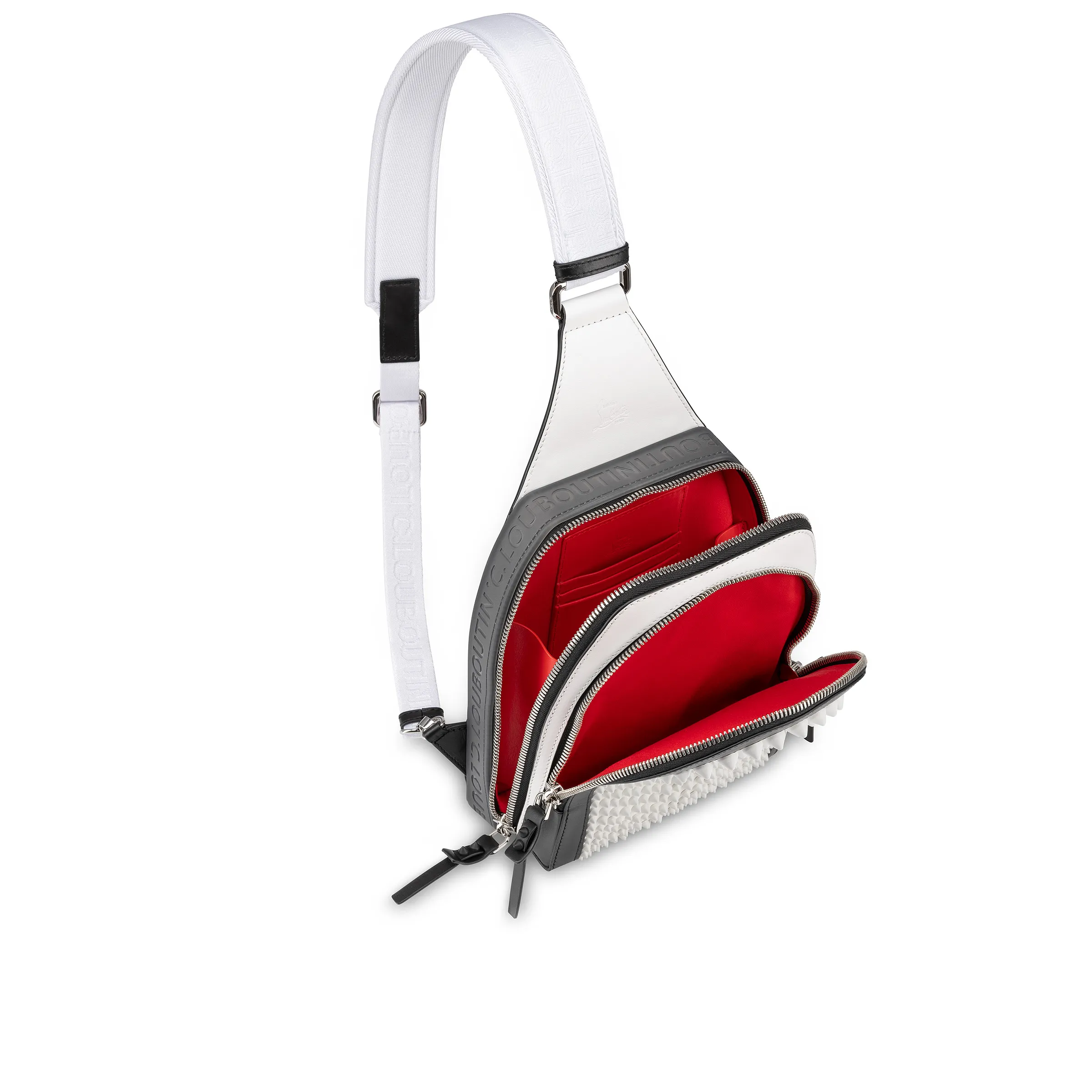 Loubifunk Backpack - Calf leather and spikes - White