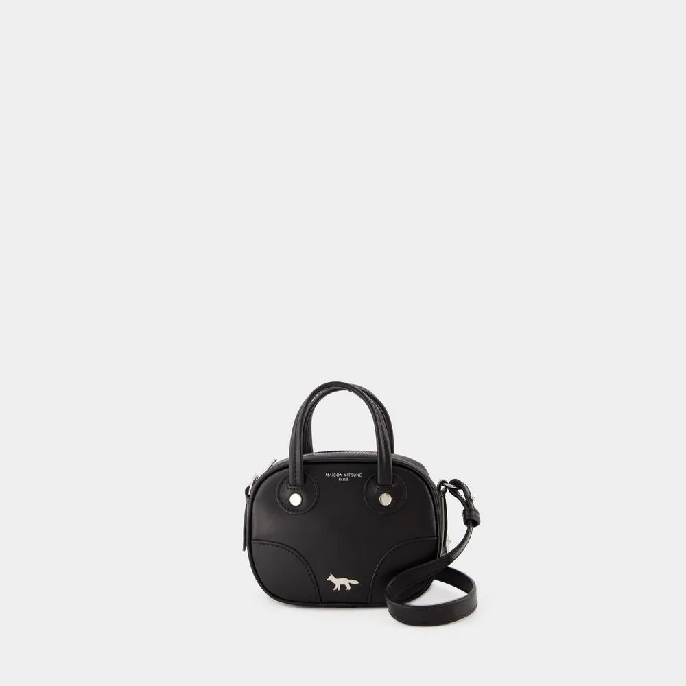 MAISON KITSUN Mini Boogie Leather Crossbody Bag - Black