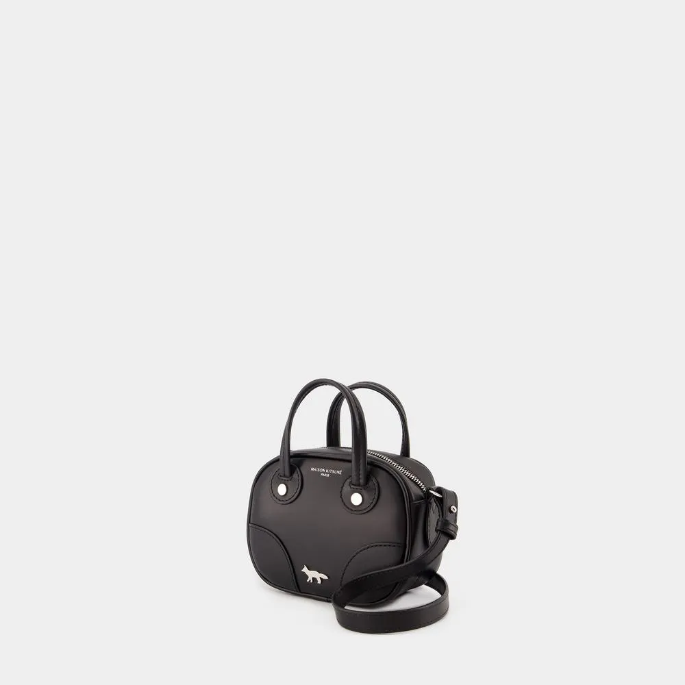 MAISON KITSUN Mini Boogie Leather Crossbody Bag - Black