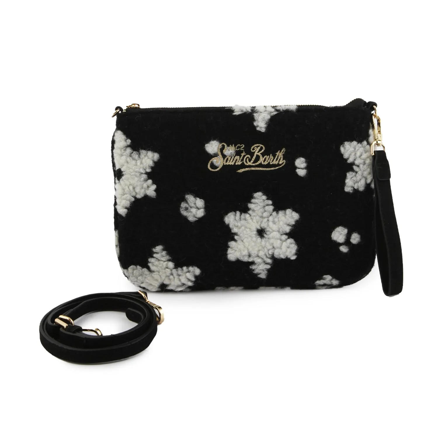 Mc2 Saint Barth Black And White Parisienne Snow Flakes Handbag