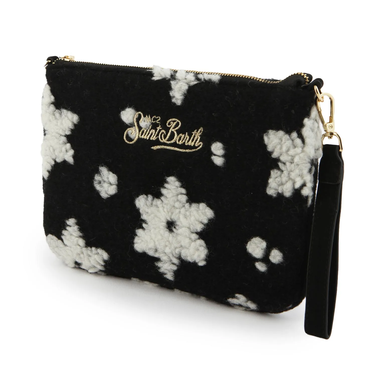 Mc2 Saint Barth Black And White Parisienne Snow Flakes Handbag