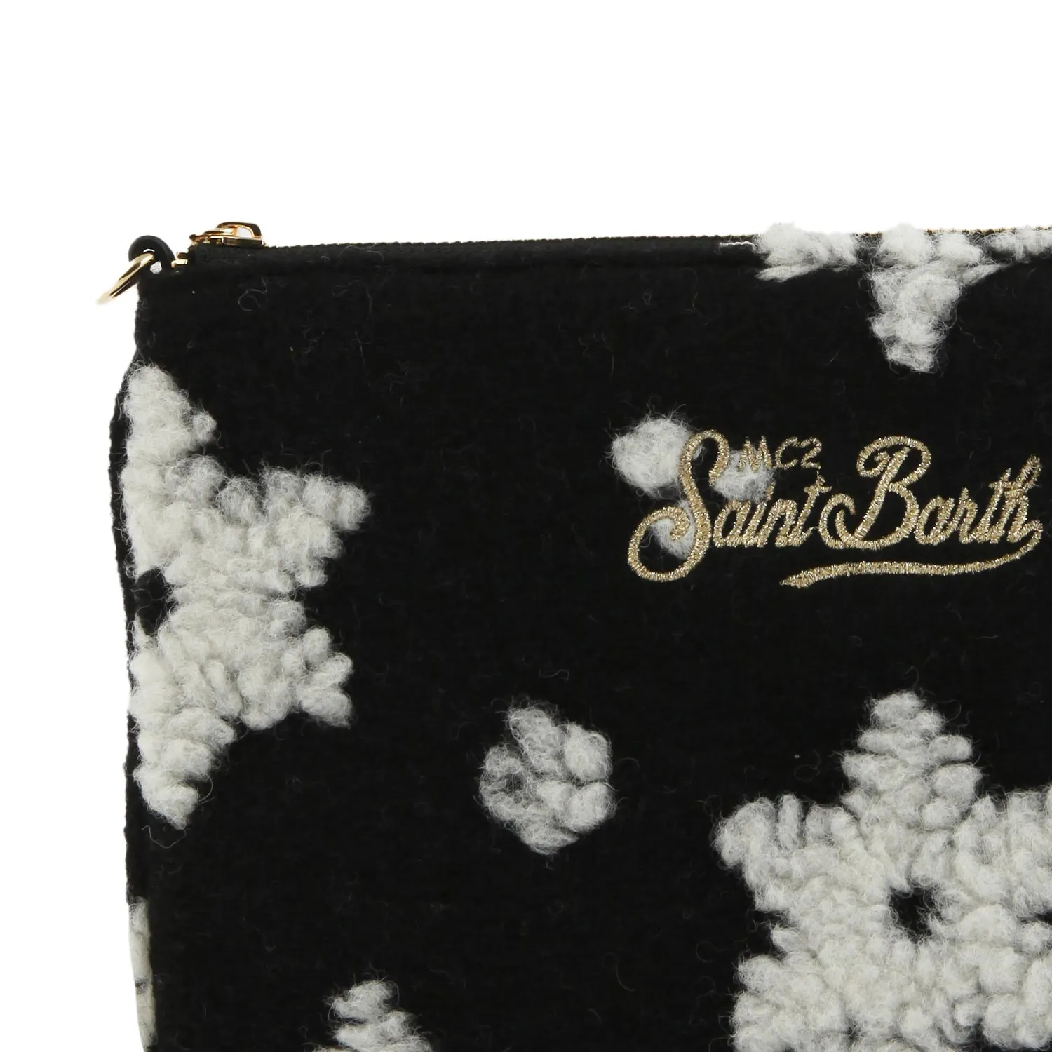 Mc2 Saint Barth Black And White Parisienne Snow Flakes Handbag