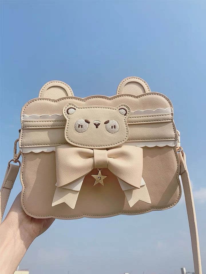 Milk tea bear crossbody bag