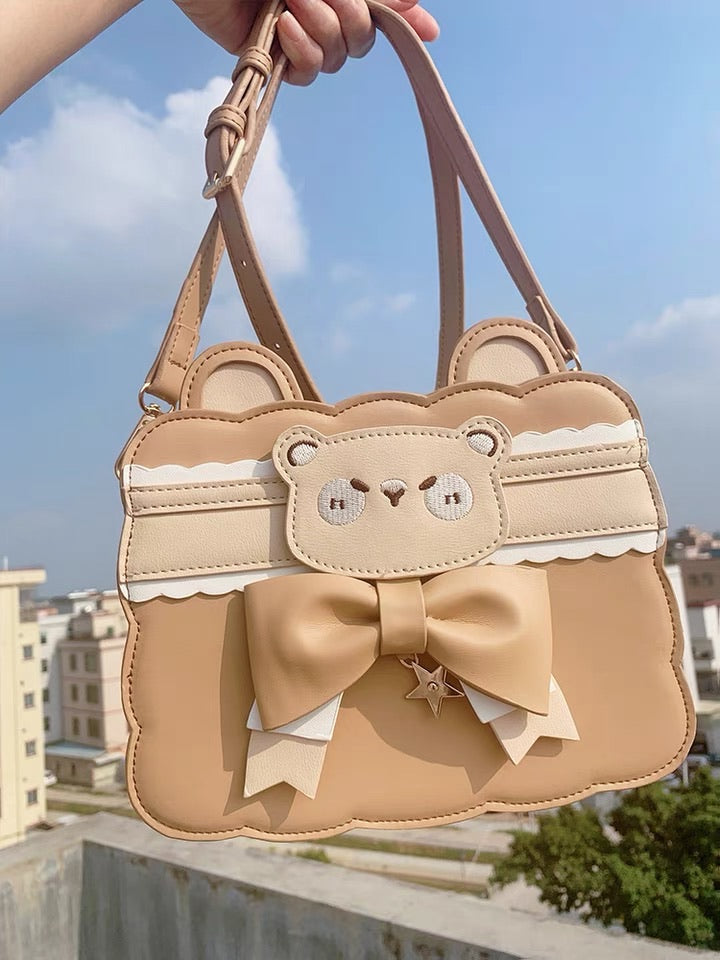 Milk tea bear crossbody bag