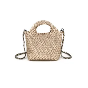 Monkee's Jewelry & Accessories Braided Crossbody Clutch- Champagne