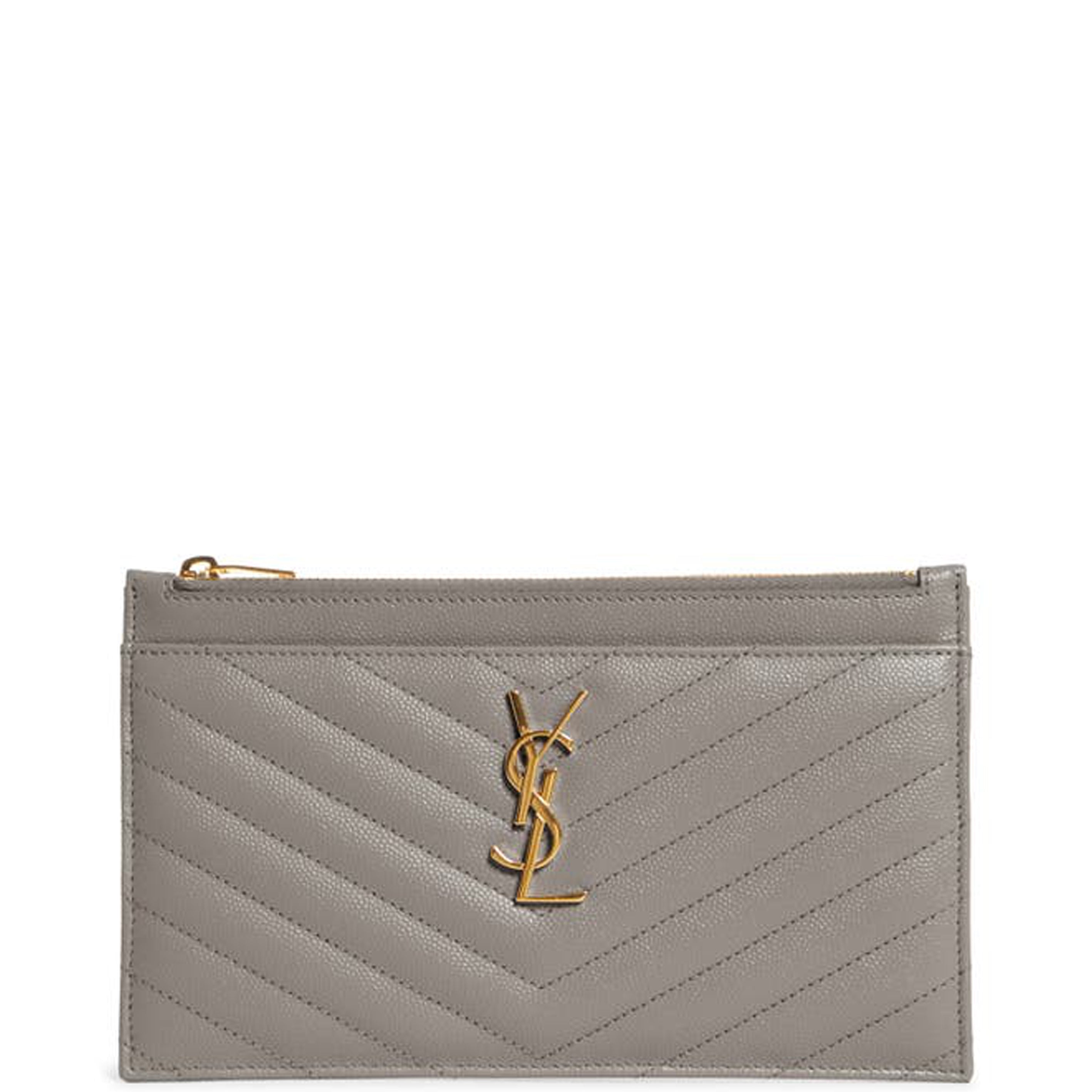 Monogram Bill Pouch, Fog/Gold