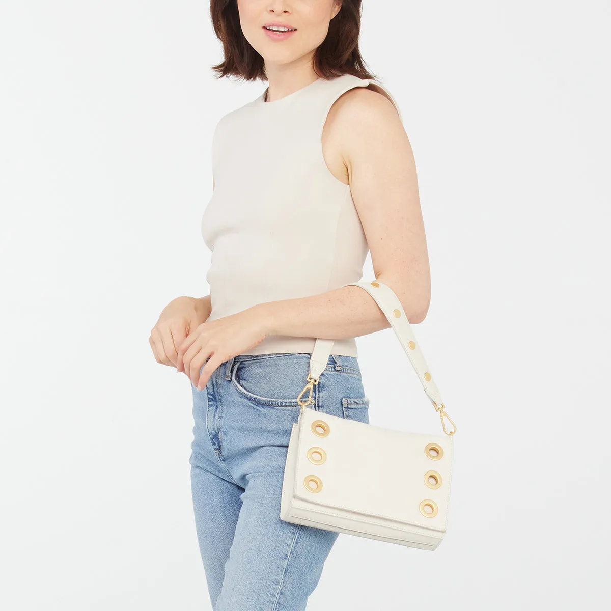 Montana Clutch | Calla Lily White/Brushed Gold | Sml