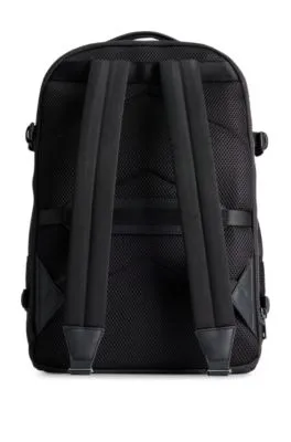 Multi-pocket backpack with stacked logo