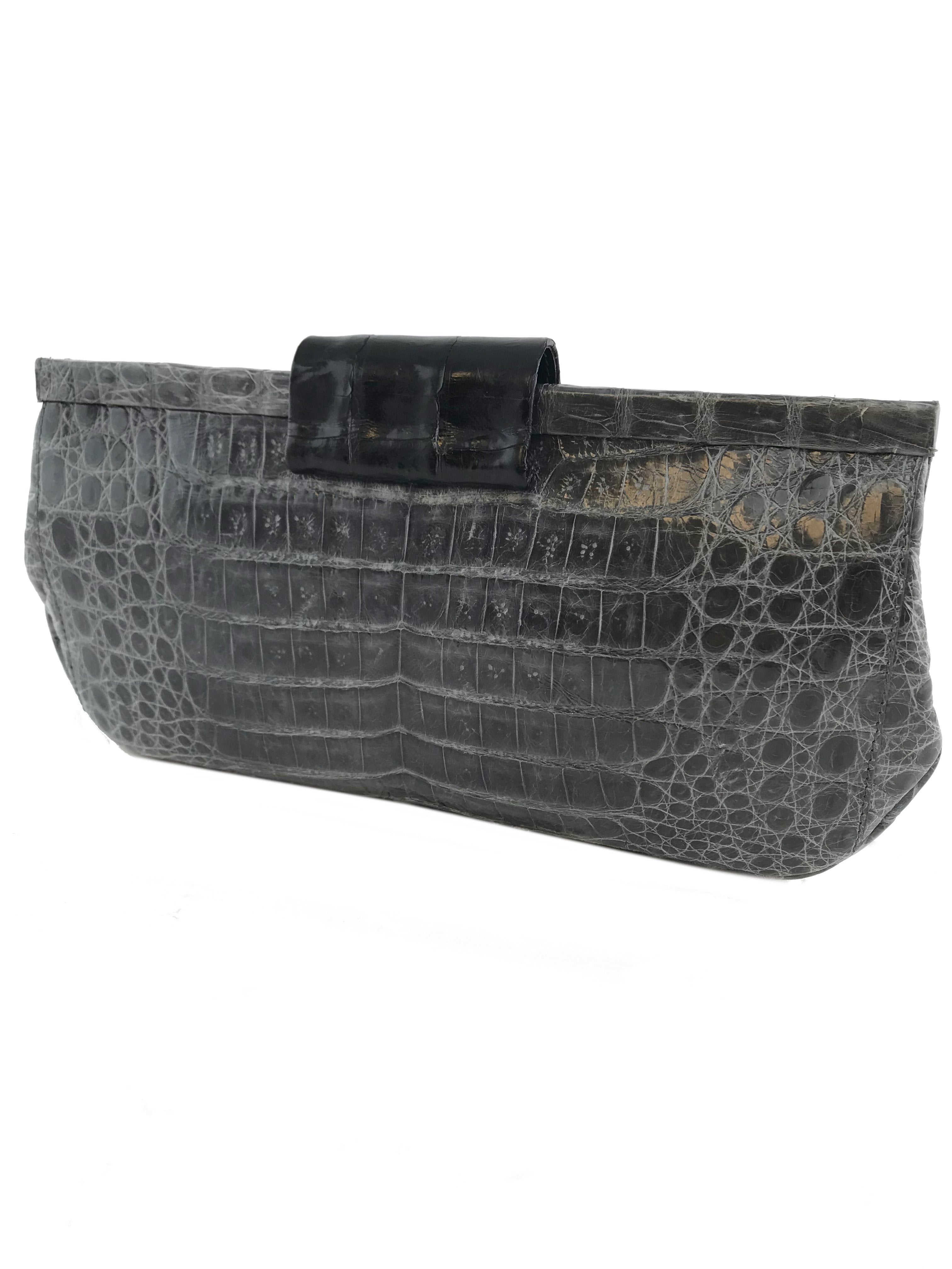 Nancy Gonzalez Shiny Frame Crocodile Clutch