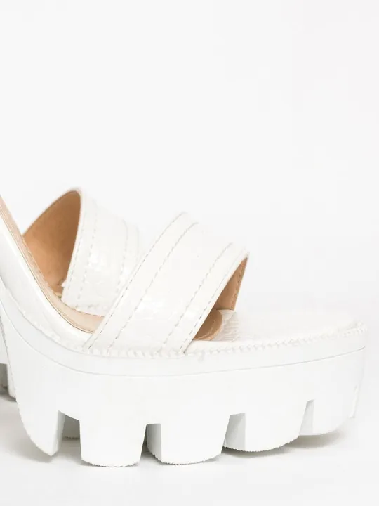 Open Toe Platform White High Heels