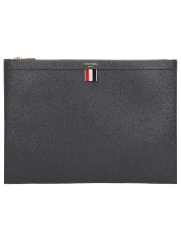 Pebble Grain Leather Document Holder Dark Gray Clutch Bag