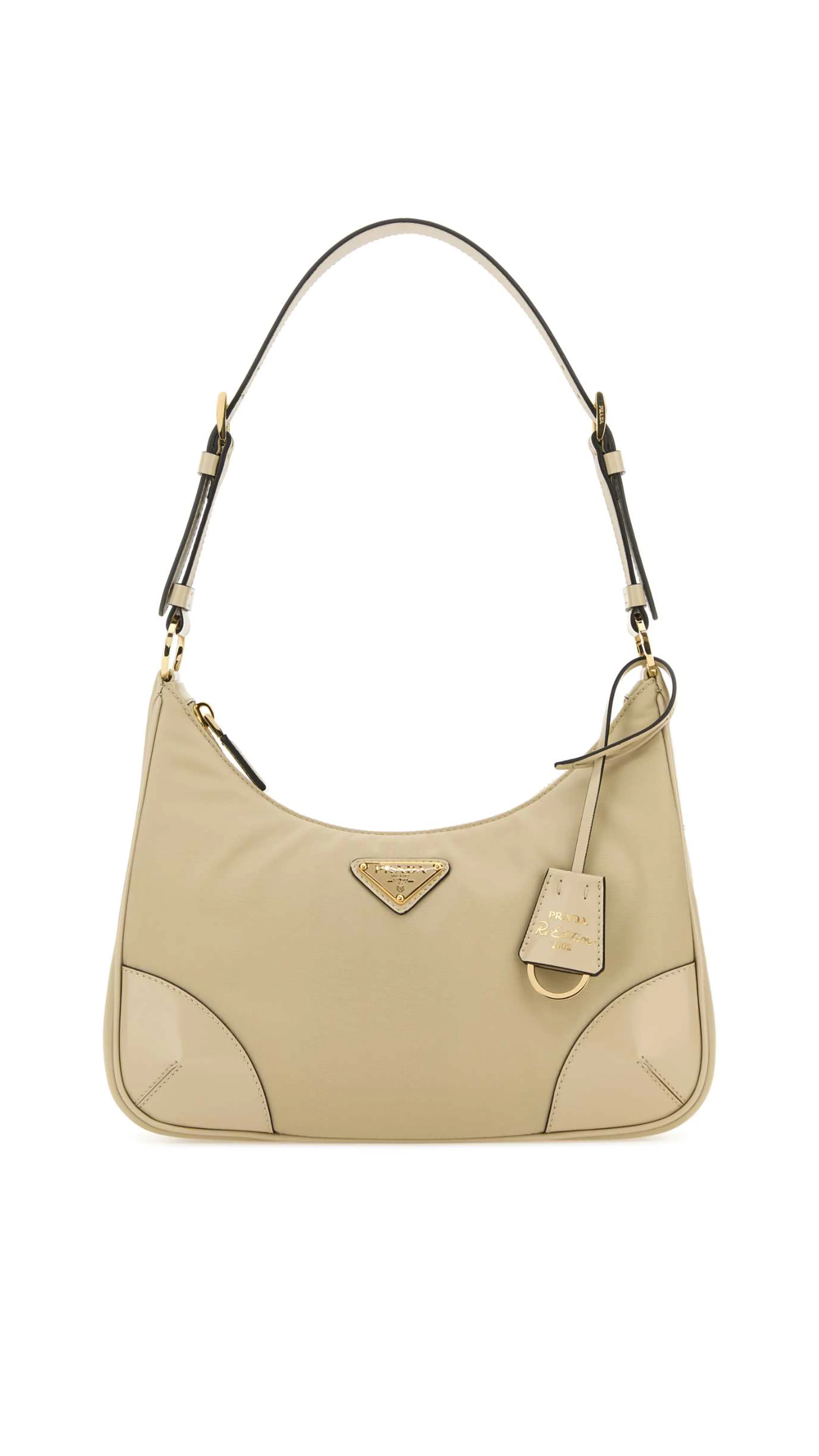 Re-Edition Mini Bag in Re-Nylon and Patent Leather - Beige