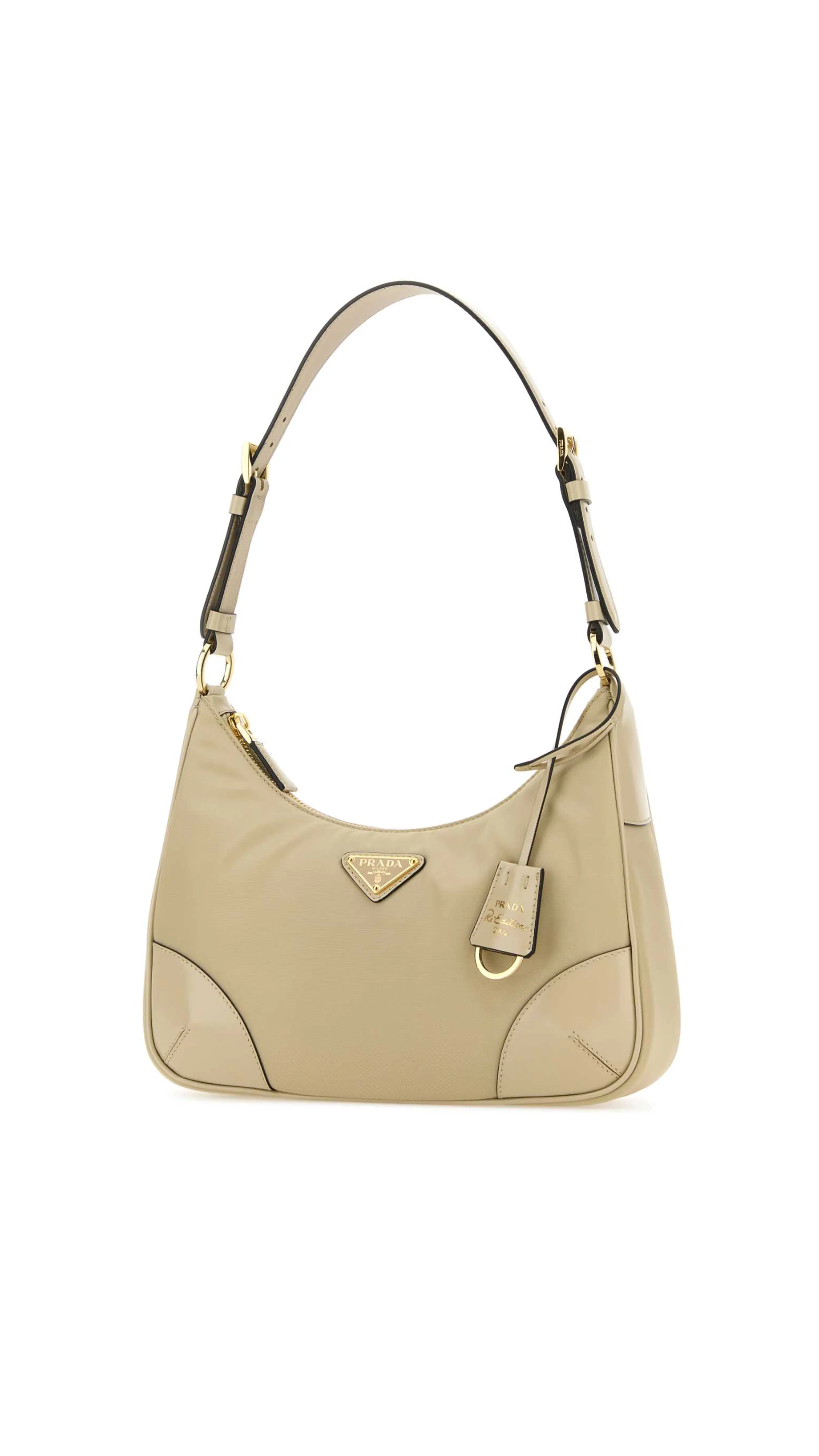 Re-Edition Mini Bag in Re-Nylon and Patent Leather - Beige