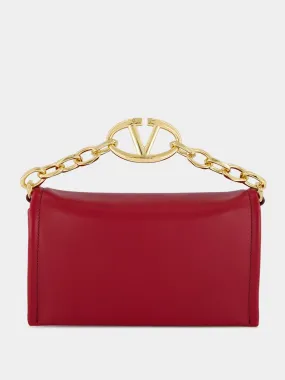 Red Nappa Leather Mini VLogo Chain Clutch