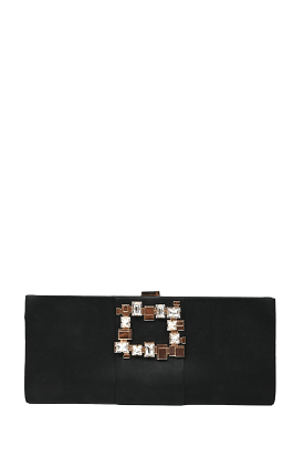 Roger Vivier Black Satin Crystal Clutch