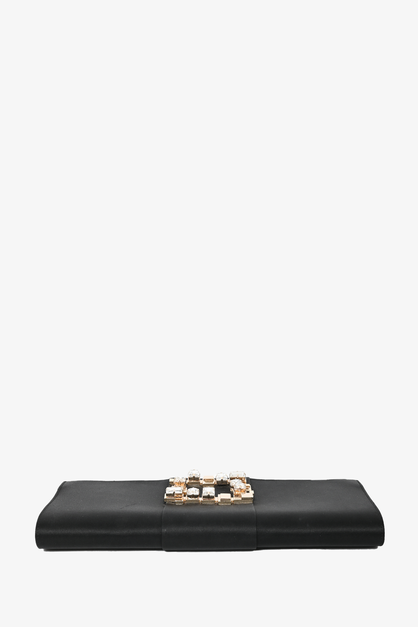 Roger Vivier Black Satin Crystal Clutch