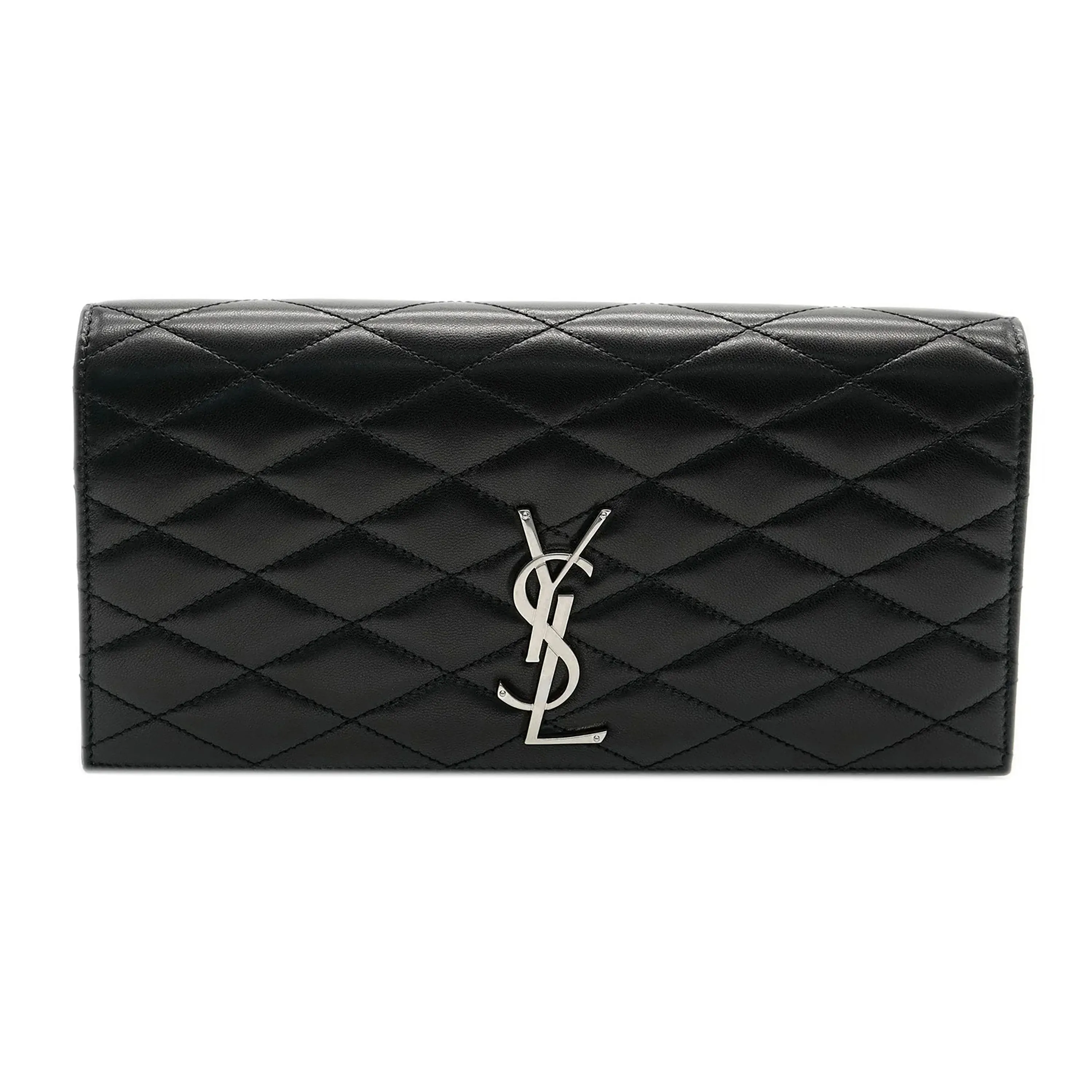 Saint Laurent Black Quilted Leather Monogram Kate Clutch