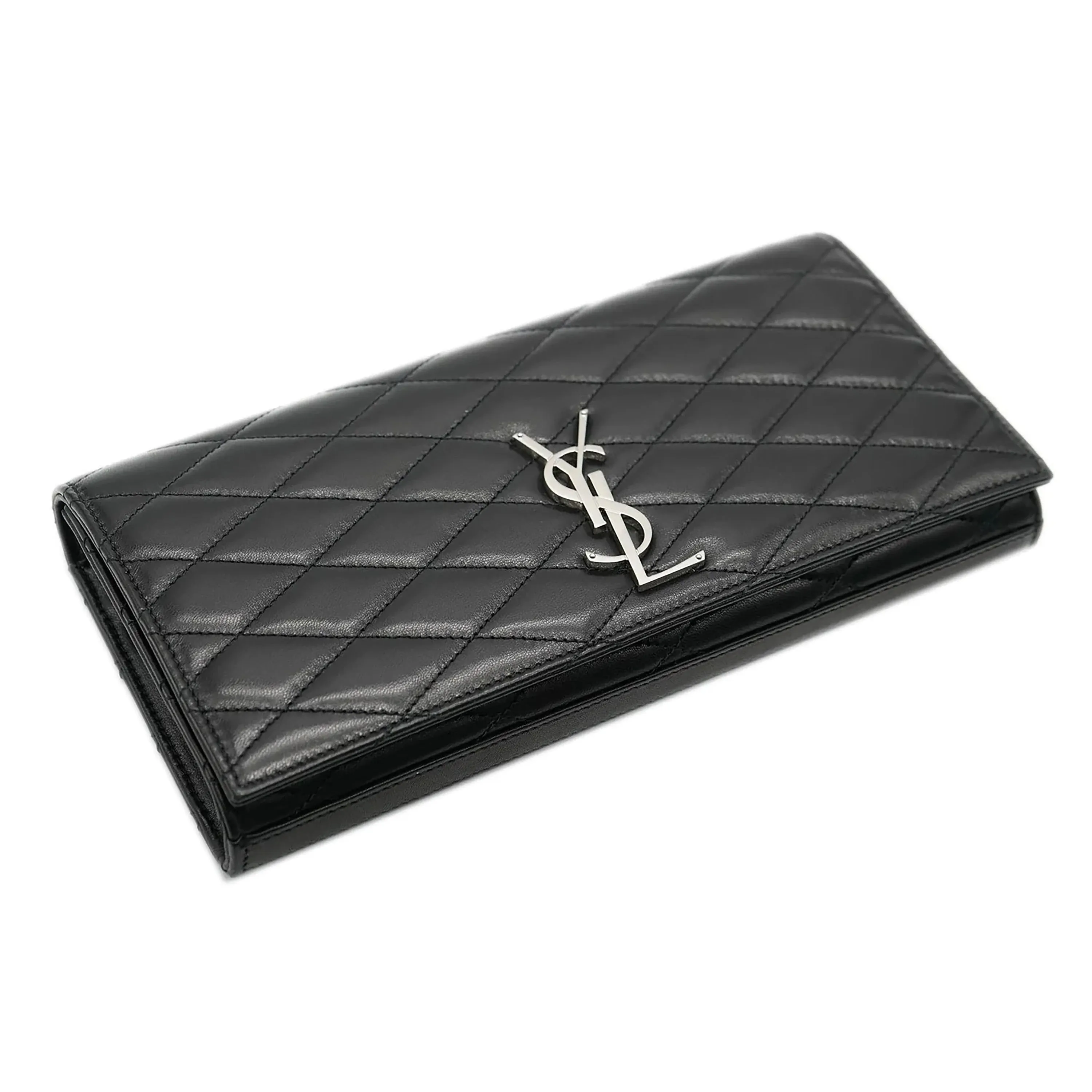 Saint Laurent Black Quilted Leather Monogram Kate Clutch